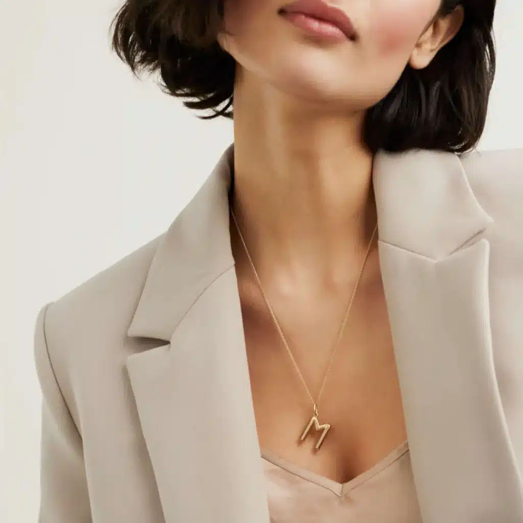 14k Gold, Quartz & Diamond Initial Necklace by Mateo