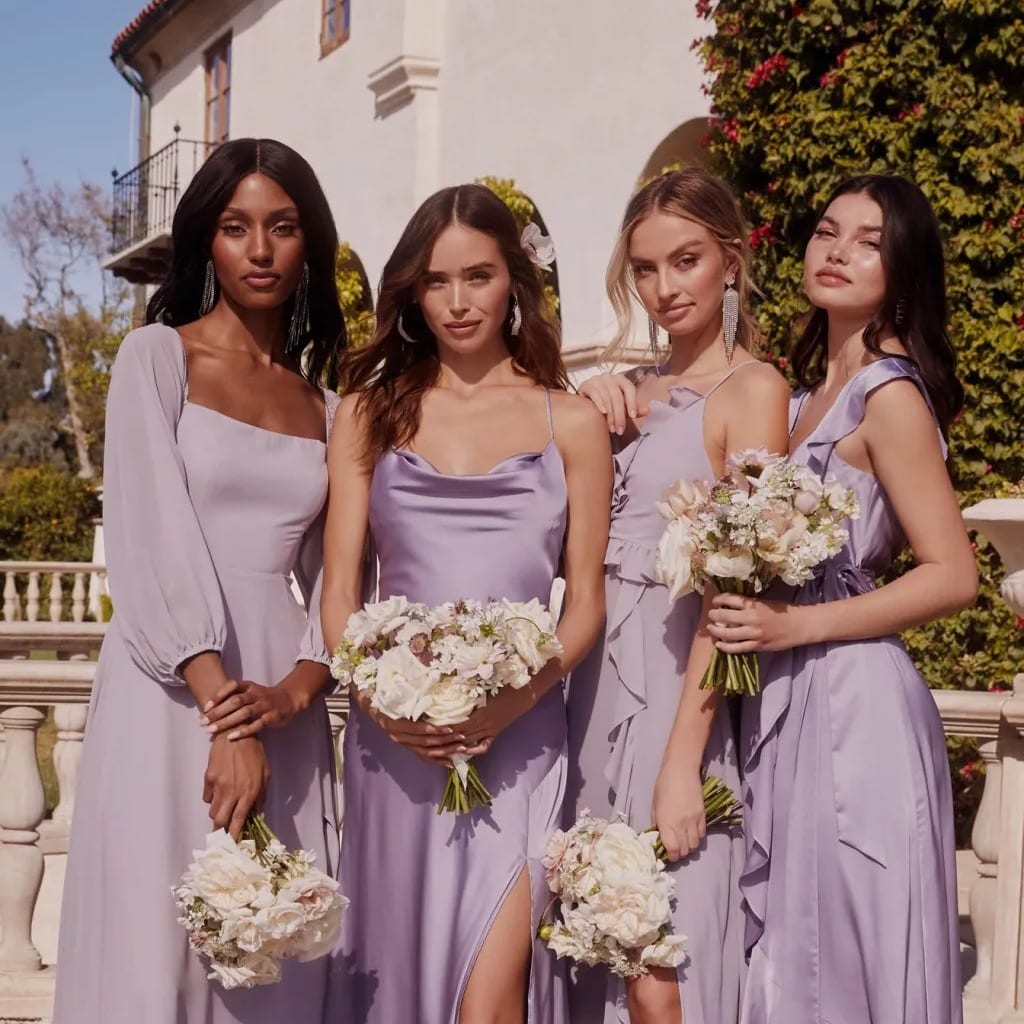 Cowl Neck Dusty Lavender Bridesmaid Dresses