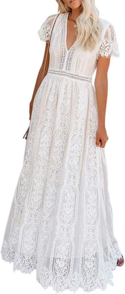 Short Sleeve Long Lace Dress