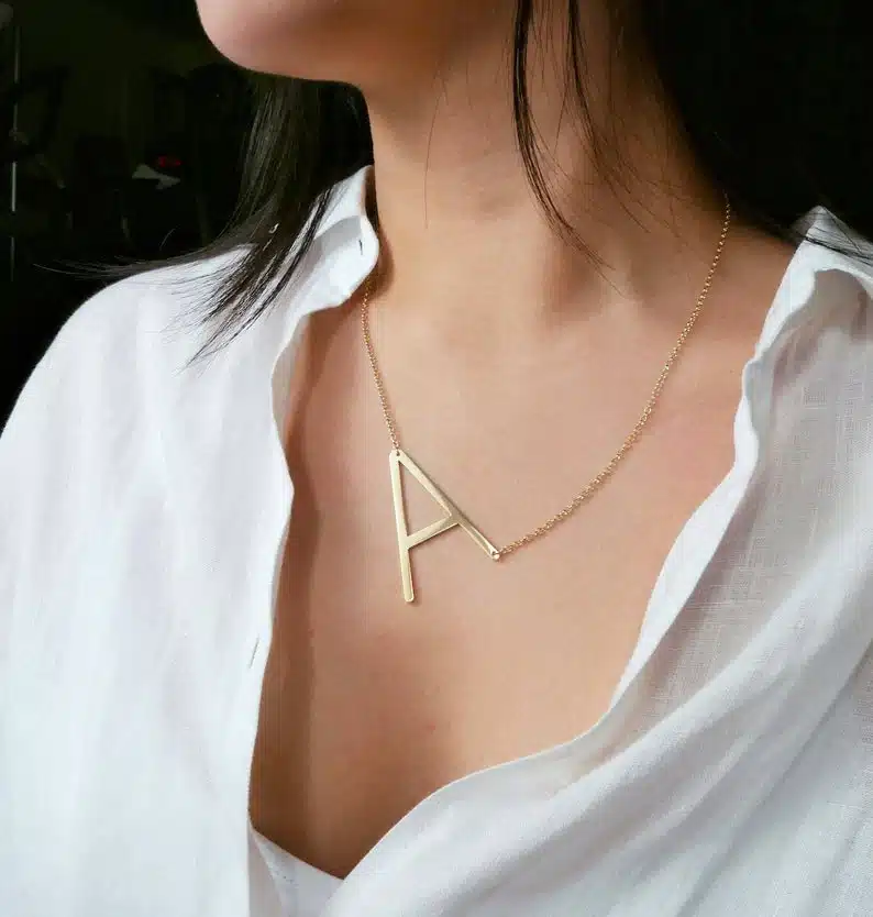 Sideways Initial Necklace by Ten Wilde