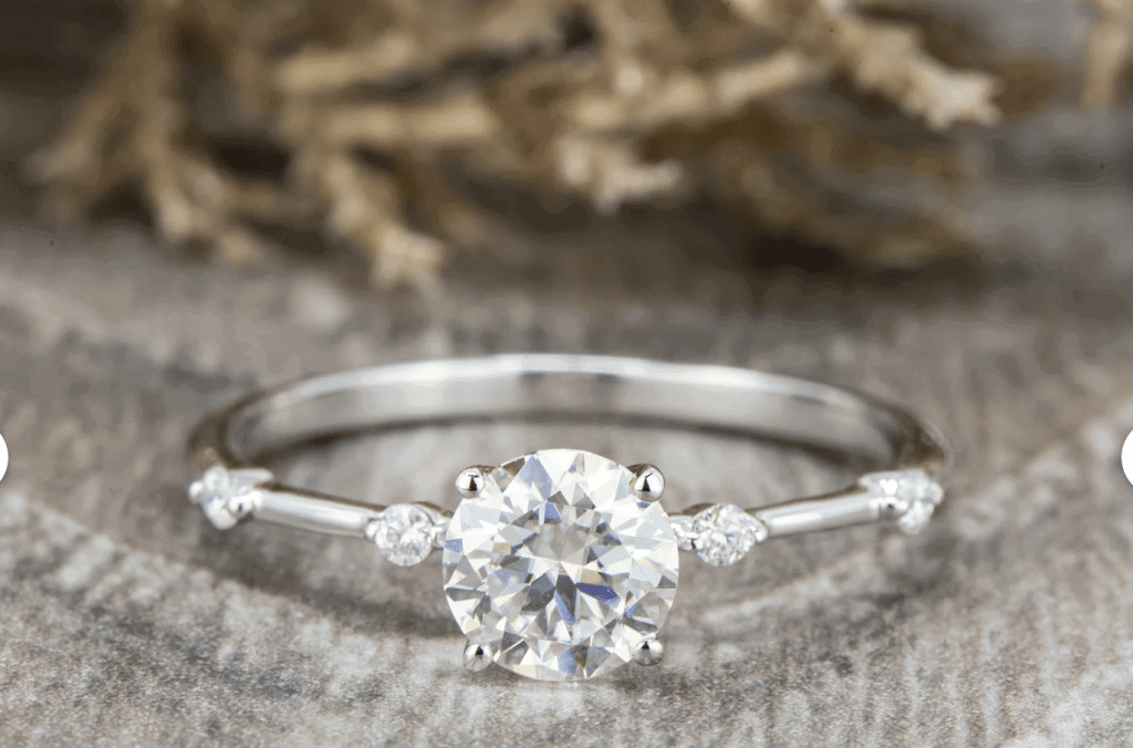 Dainty Round Moissanite Halo Ring