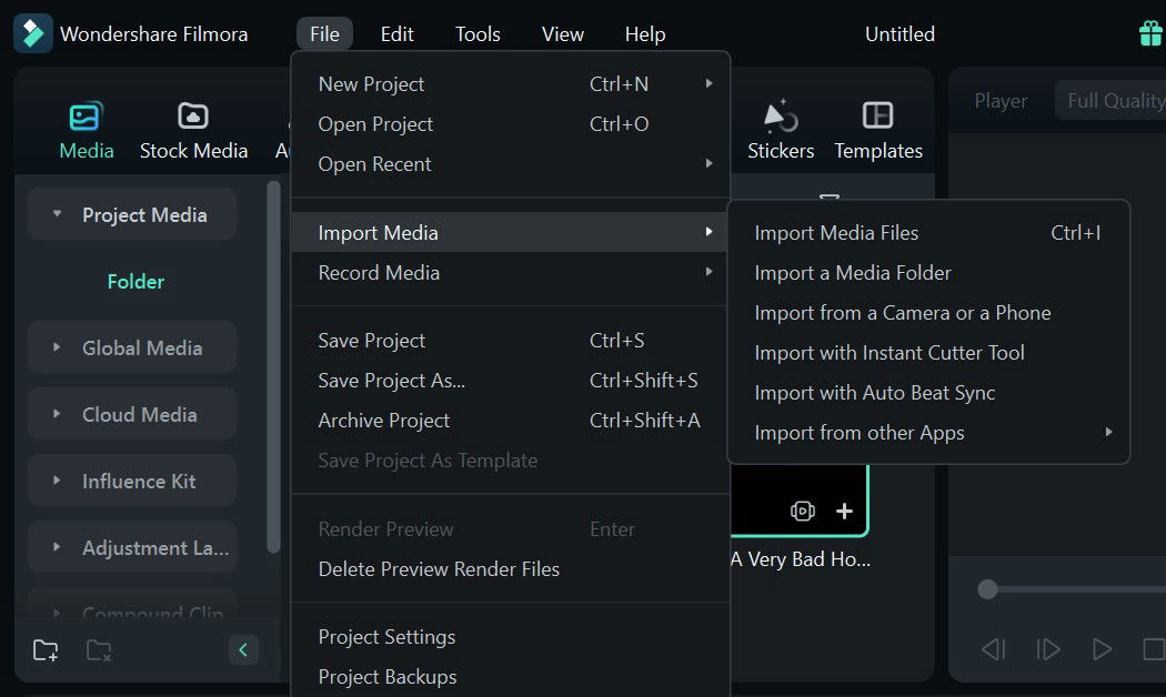 import video to filmora