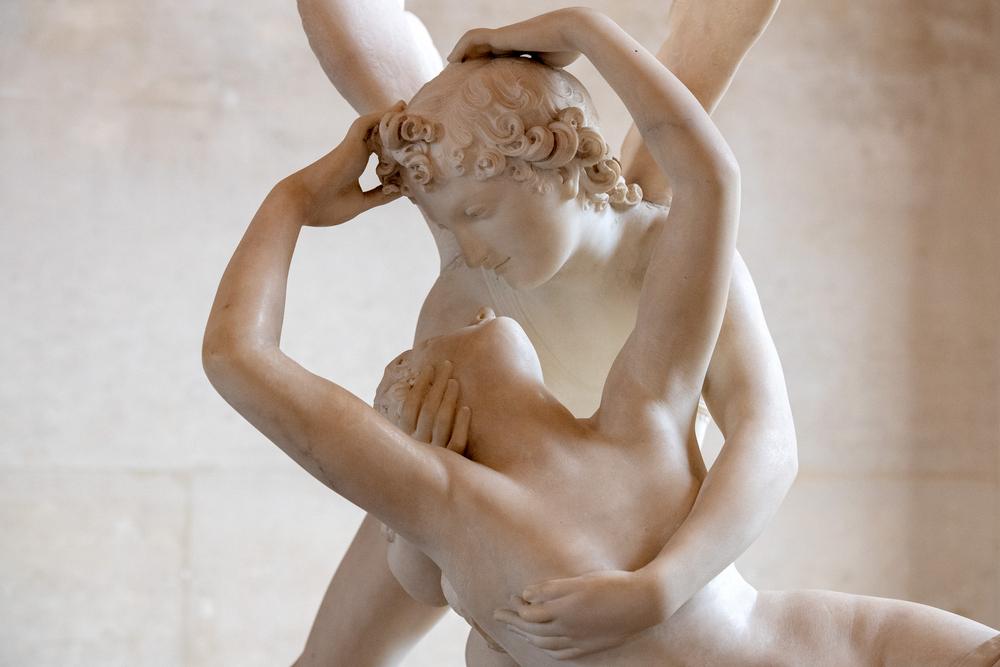 Love and psyche marble statue
